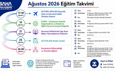 SAHA Akademi Ağustos Eğitim Takvimimiz yayınlandı