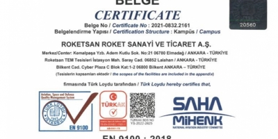 Yerli AS9100 belgesini alan ilk Türk şirketi ROKETSAN oldu